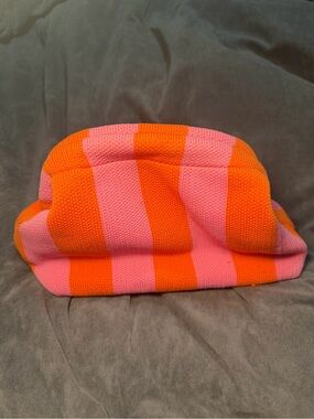 Striped Knit Clutch in Pink and Orange